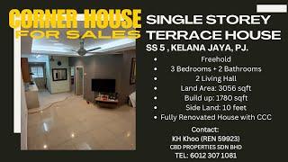 Single Storey Terrace House (Corner) for Sales @ SS5, Kelana Jaya, PJ, Selangor