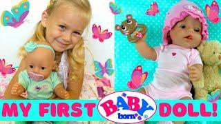 Baby Born Doll Unboxing, Feeding & Changing. Skye Opens Her Very First Baby Born Doll, Baby Emma! 