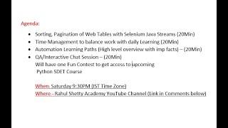 Live Webinar (QA Career tips/Guidance) /Chat Session - Rahul Shetty