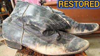 ASMR Restoration of old officer's shoes
