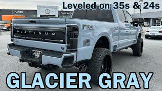 GLACIER GRAY 2024 Ford F250 Platinum 2.5” #leveledon35s || SUPER DUTY on 24s