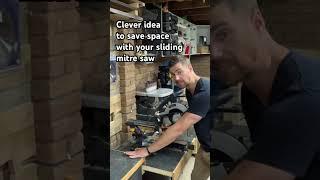 Clever space saving idea for your sliding mitre saw! #woodworking