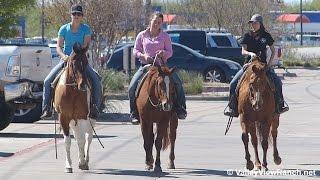Meradaized, Moore, and Sailing - riding in town - Valley View Ranch