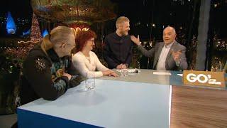 Mikkel R. Karlsen læser Sussi og Leos tanker i Go' Aften Danmark på TV2