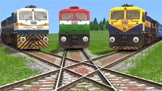 Trains Crossing on Bumpy railroad tracks | Railroad Crossing indian railways train simulator 2021