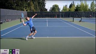 Match play (set) ex-college player against 12.1 UTR (NTRP 5.5) Division 1 Men’s Tennis