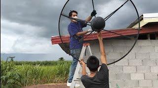 installation old satellite dish / relaxing installation / repair restoration real