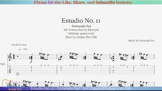 Estudio No. 11 - Fernando Sor - for Classical Guitar with Tab