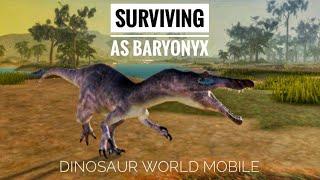 Surviving as a Baryonyx in Dinosaur World Mobile until I die! (dinosaur world Mobile Roblox)