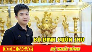 Bộ đỉnh cuốn thư - Bộ đỉnh đồng trên bàn thờ gia tiên