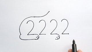 Lion Drawing With 2222 Number | Lion Drawing Easy | Lion Drawing Number Art | Lion Drawing Idea