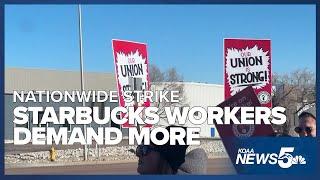 Starbucks workers are striking in Colorado Springs, demanding better pay and conditions