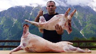 COOKING TWO LAMBS in  CAUCASUS MOUNTAINS