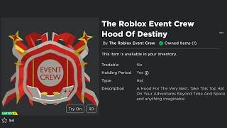 Sniping The Roblox Event Crew Hood Of Destiny (Roblox Free UGC Limited)