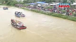 Kendrapara: Boat Procession At Rajnagar During Durga Bhasani Celebration