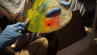 Wonderful ear to ear palette knife sounds. Cleaning up paint on palette | ASMR whisper accent