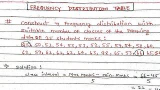 frequency distribution || frequency distribution table || frequency distribution for the data