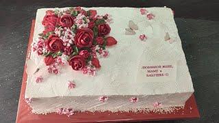 A very FAST and INEXPENSIVE decoration of a HUGE cake! Decoration with Italian meringue