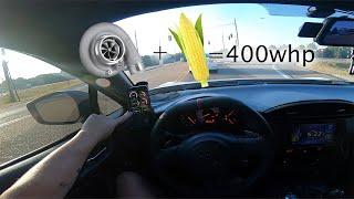 POV Driving my 400WHP Automatic Turbo FRS (turbo noises, backfires, and pulls)