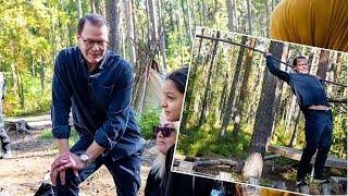 Prince Daniel of Sweden plays at activity course in Örebro