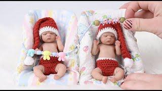 Santa Baby Zwillinge - Nur 4,5 Zoll! Silikon Reborn Mini Baby Gaby