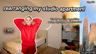 moving to nyc vlog 34. FINALLY rearranging my studio apartment, organizing, & decluttering