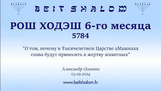 РОШ ХОДЭШ 6-го месяца 5784 О том, почему в Тысячелетнем Царстве аМашиаха снова будут приносить...