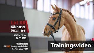 Youngster-Auktion Trainingsvideo Lot08 Köhlhorsts Luxusliese Stute v.FSNext Diamond NRW-Lucky Strike