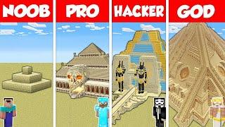 Minecraft Battle: NOOB vs PRO vs HACKER vs GOD: SAND DESERT HOUSE BASE BUILD CHALLENGE / Animation