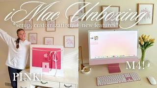 PINK iMAC M4 UNBOXING! *aesthetic desk setup with new 2024 iMac*