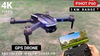 P60 Drone BEST GPS Brushless Dual Camera Foldable Drone P60 PIHOT 1080P HD Camera 4k Video Review