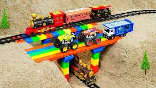 Diy Mini Tractor Build Bridge Blocks Construction Vehicles Excavator Dump Truck @BINBINCarToys-s5d