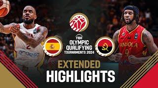 Spain  vs Angola  | Extended Highlights | FIBA OQT 2024 Spain