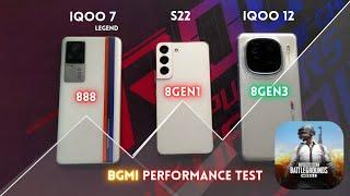 Samsung S22 vs iQOO 7 Legend vs iQOO 12 Performance Test  | BGMI Kaun Banega Winner?