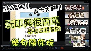 SAX線上課程 | 進階 | 五種音階 | 演奏技巧應用 | 即興演奏範例 | 防疫期間 | 在家學習 | 錄影精簡版 | 2021-07-04 | 薩克斯風 | 動態譜 | 爵士通