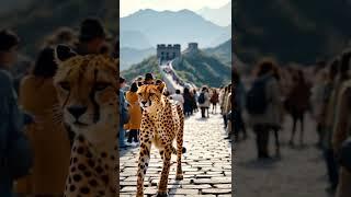 Cheetah Walks the Great Wall of China  | Tourists Can’t Believe Their Eyes!