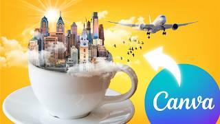 Photo Manipulation in Canva - How to Add a City in a Cup EASY Tutorial