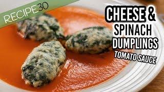 Malfatti - Cheesy Italian Dumplings with spinach and tomato sauce