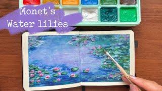 How to paint like Claude Monet  but with gouache | Water Lilies | step by step tutorial.