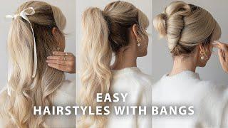 Easy Hairstyles with Curtain Bangs ️ Best Clip-In Bangs for Short, Medium & Long Hair!