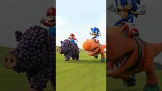 Ronaldo Mario and Messi Sonic make grape pig and carrot dinosaur #sonic #mario #dinosaur #pig #funny