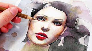 HOW TO PAINT A PORTRAIT WITH WATERCOLORS AND COLOR PENCILS!