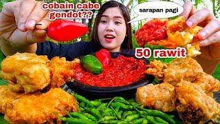 PEDAS UGAL UGALAN ⁉️ MAKAN CABE GENDOT GORENGAN TAHU 50 CABE RAWIT UTUH MENTAH SAMBEL TERASI MUKBANG