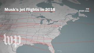 Watch Elon Musk's jet flights in 2018