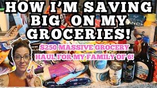 HOW I'M SAVING MONEY ON GROCERIES IN 2025/HUGE $250 GROCERY HAUL FOR MY FAMILY OF 6 WITH MEAL PLAN