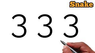 How to draw snake from number 333 | Easy snake drawing step by step | Number Drawing