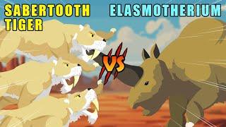 Smilodon vs Elasmotherium |Sabertooth Tiger vs Ice Age Animals Level Challenge [S1]|Animal Animation