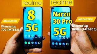 Realme 8 5g vs Realme Narzo 30 Pro Speedtest & Camera Comparison | Dimensity 800U vs Dimensity 700