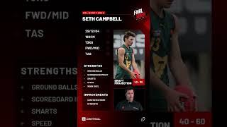 Seth Campbell (Tasmania) #AFLDraft profile for Rookie Me Central. Subscribe to the channel for more!