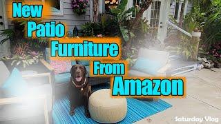 New Outdoor Furniture From Amazon! Updates & Propping Annuals || Saturday Vlog